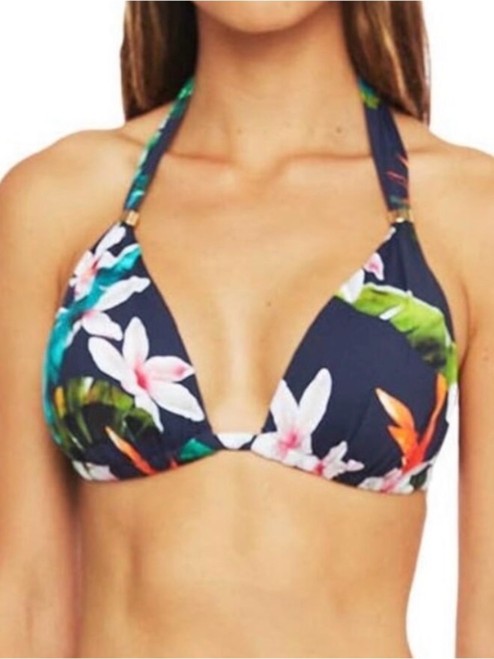 Make offer! Lauren Ralph Lauren Blue Green Pink Rainforest Molded Bikini Top L